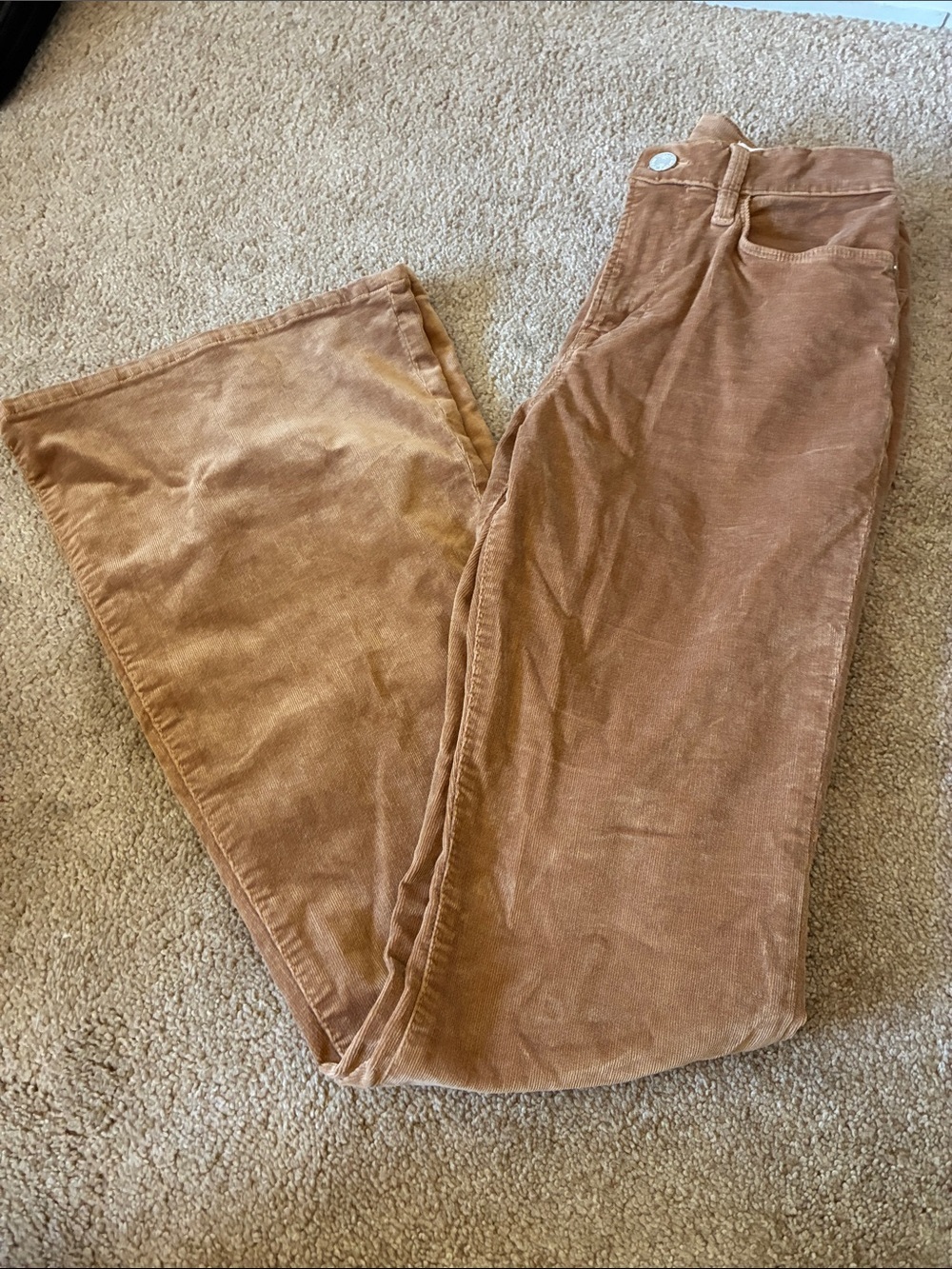 FRAME Premium Camel Corduroy Flared Wide Leg Pants size 29